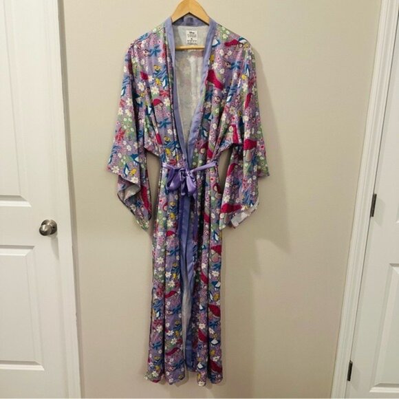 Disney Alice in Wonderland Kimono Robe XL Lavender Mushrooms Fairycore - Picture 3 of 15